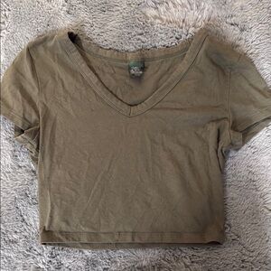 Wild Fable Olive Green Crop T-Shirt Short Sleeve Fitted